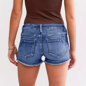 Ripped Denim Shorts – Light Blue Street Style - MRC STOREShortsMy StoreLadies Ripped Wadding Button Shorts – Light Blue Denim Street Fashion - MRC STOREMRC STORECJNZ229640703CXLight BlueL