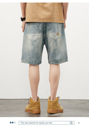 Ripped Denim Shorts - Straight Blue - MRC STOREShortsMy StoreMen’s Ripped Denim Shorts - Straight Blue My Store MRC STORECJXX235400601AZBlue28