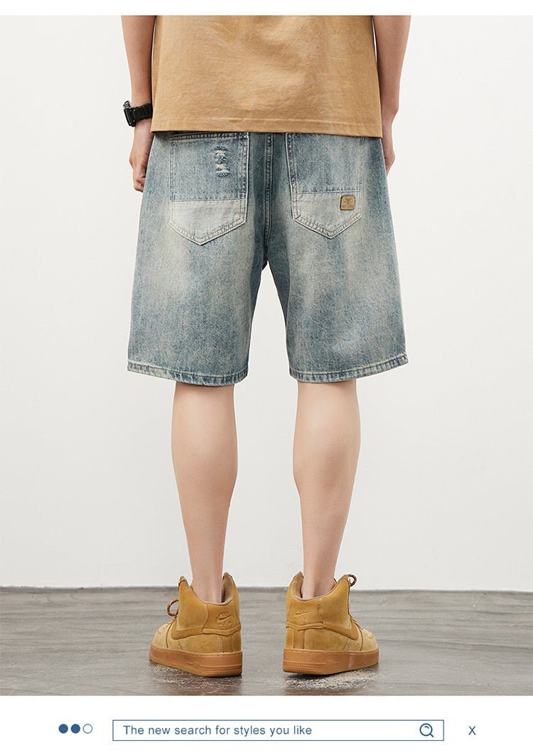 Ripped Denim Shorts - Straight Blue - MRC STOREShortsMy StoreMen’s Ripped Denim Shorts - Straight Blue My Store MRC STORECJXX235400601AZBlue28