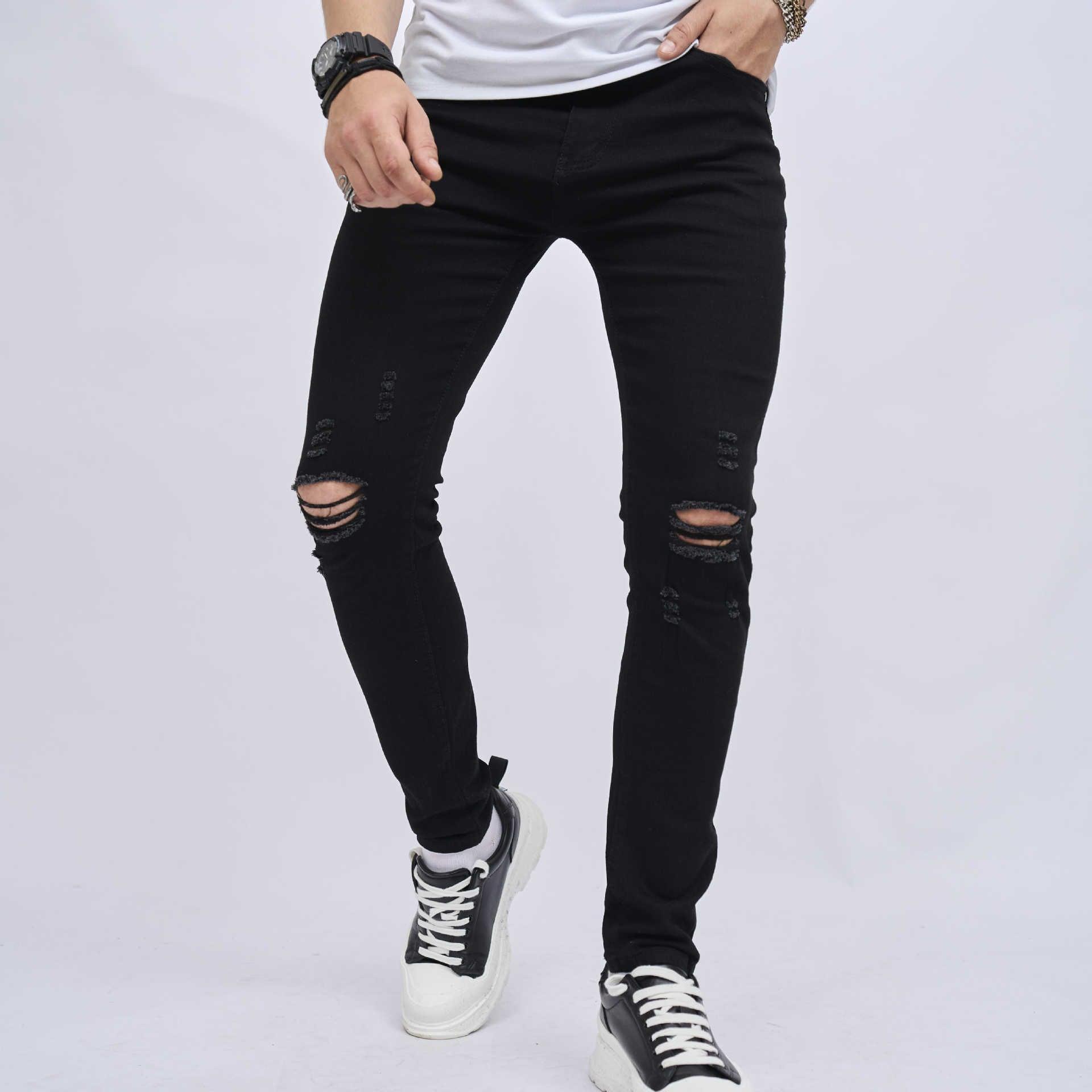 Ripped Slim Fit Skinny Elastic Jeans - Stylish and Comfortable Denim for Teens - MRC STORE