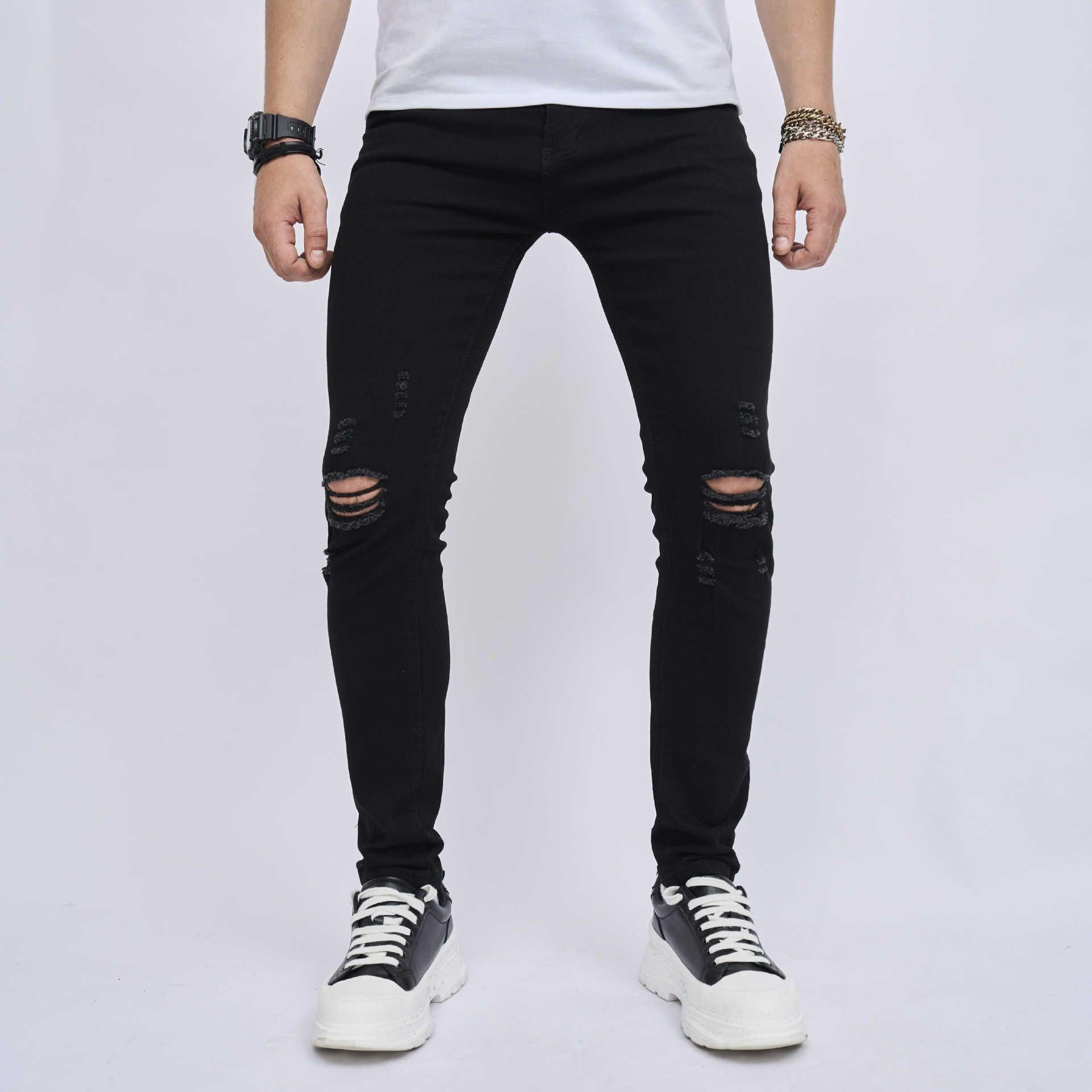 Ripped Slim Fit Skinny Elastic Jeans - Stylish and Comfortable Denim for Teens - MRC STORE