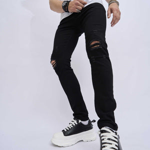 Ripped Slim Fit Skinny Elastic Jeans - Stylish and Comfortable Denim for Teens - MRC STORE