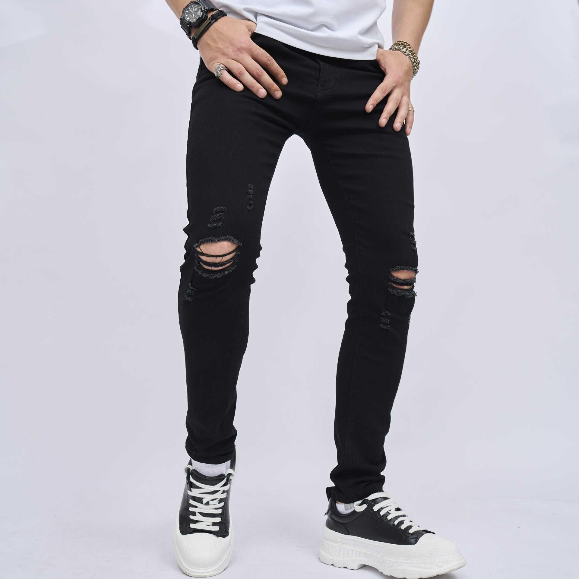 Ripped Slim Fit Skinny Elastic Jeans - Stylish and Comfortable Denim for Teens - MRC STORE