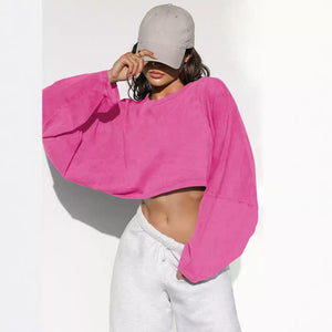 Round Neck Distressed Sweater – Short Sports - MRC STORESweaters & HoodiesMy StoreWomen's Round Neck Distressed Sports Sweater – European & American Short Pullover - MRC STOREMRC STORECJWY215995807GTDark GrayL