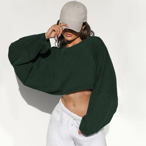 Round Neck Distressed Sweater – Short Sports - MRC STORESweaters & HoodiesMy StoreWomen's Round Neck Distressed Sports Sweater – European & American Short Pullover - MRC STOREMRC STORECJWY215995819SHDark GreenL