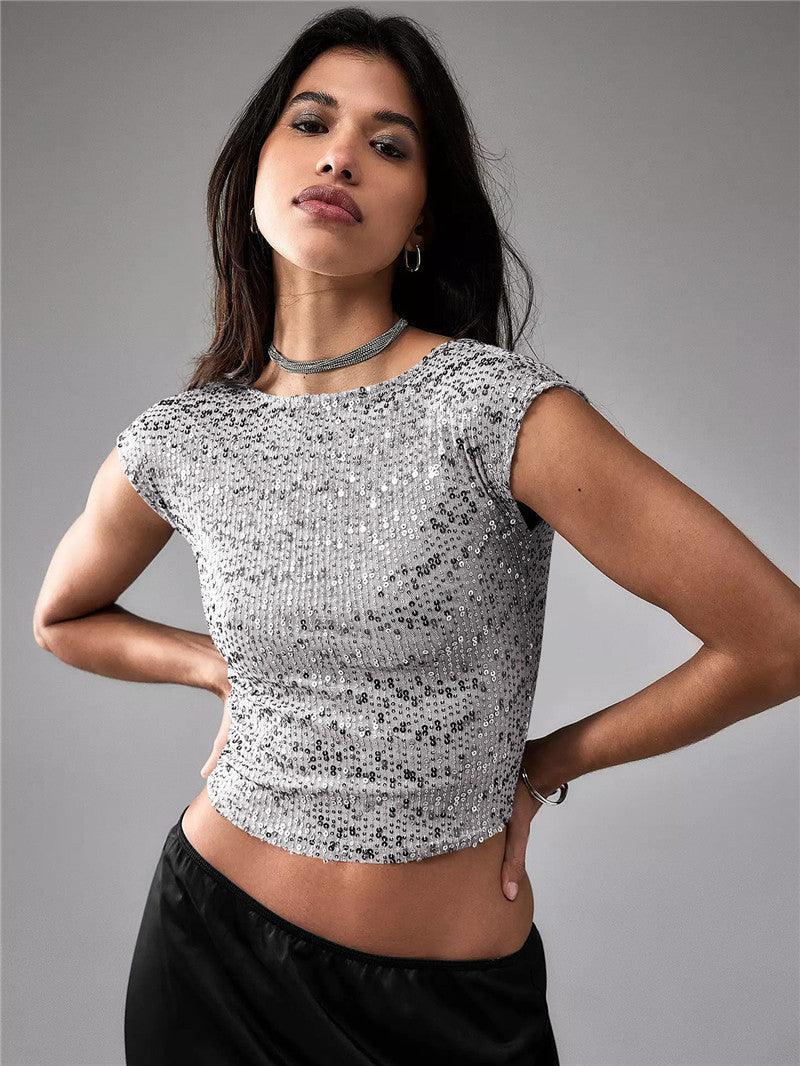 Shine Bright in Our Women's Tops Casual Short Sequin - MRC STORETopMy StoreShine Bright in Our Women's Tops Casual Short Sequin - MRC STOREMRC STORECJCS216282503CXGoldL