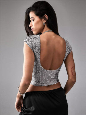 Shine Bright in Our Women's Tops Casual Short Sequin - MRC STORETopMy StoreShine Bright in Our Women's Tops Casual Short Sequin - MRC STOREMRC STORECJCS216282506FUSilver GrayL