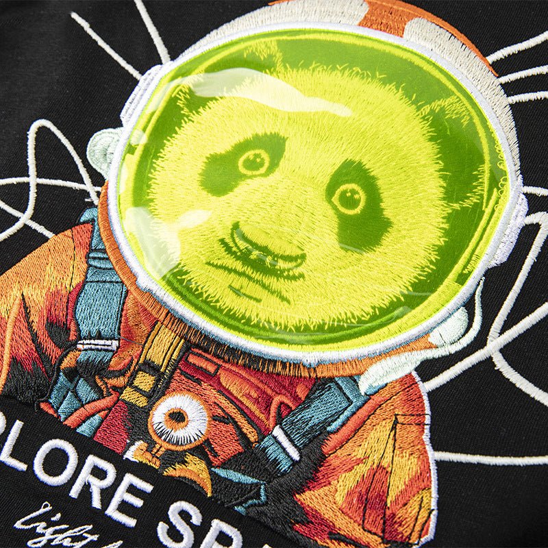Short Sleeve Space Panda Embroidery T-Shirt - Heavy Craft - MRC STORET-ShirtsMy StoreShort Sleeve Space Panda Embroidery T-Shirt - Heavy Craft My Store MRC STORECJYH231794703CXBlackL