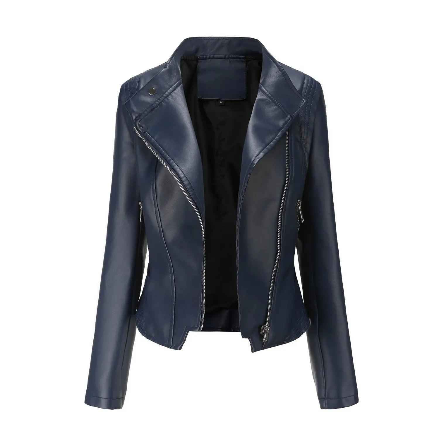 Slim Fit PU Leather Coat - MRC STORETopMRC STORESlim Fit PU Leather CoatMRC STORECJYD210764821UFDark BlueE US