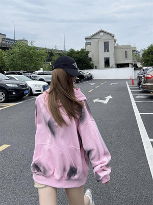 Splash Ink Hooded Pullover – Loose Sweater - MRC STOREHoodieMy StoreSplash - Ink Spray Paint Loose Hooded Pullover Sweater - Street Fashion for Youth in Pink, White, & Black - MRC STOREMRC STORECJWY210729507GTWhiteL