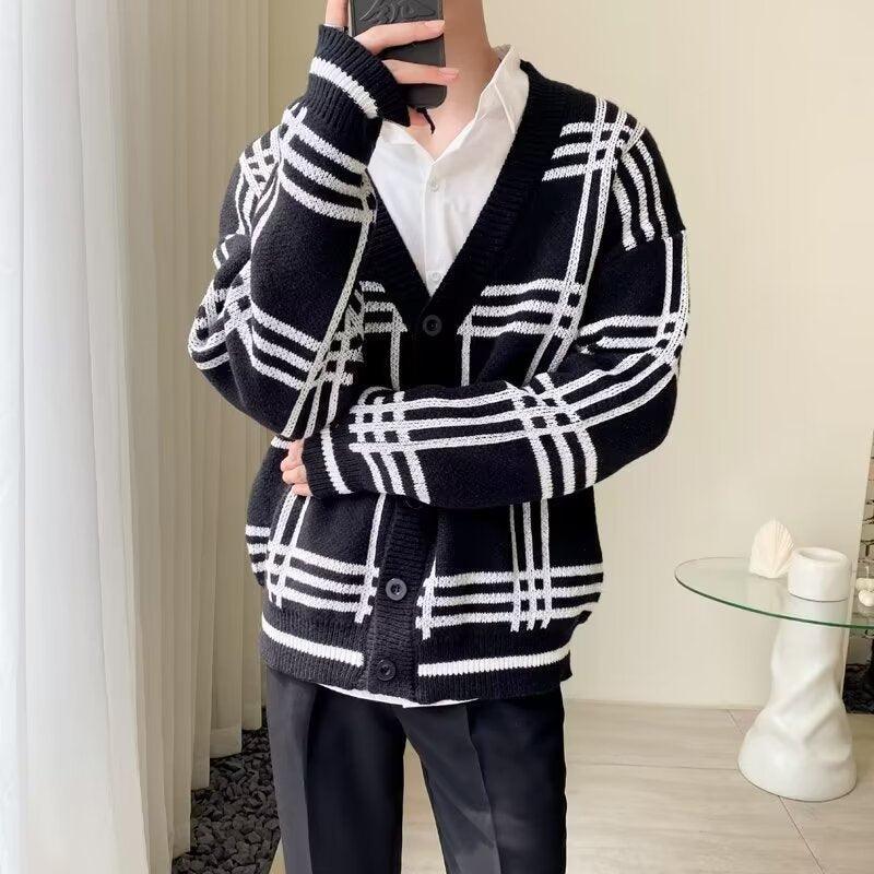 Striped Knitted Retro Men's Cardigan Coat – Timeless Casual Elegance - MRC STORE