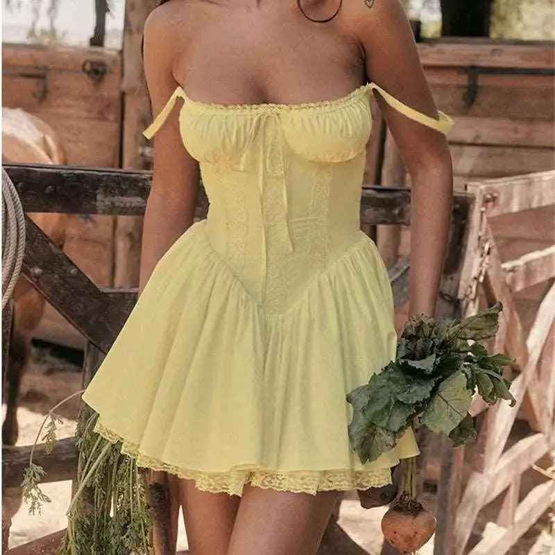 Summer Lace Suspender Dress - MRC STOREclothesMRC STORESummer Lace Suspender DressMRC STORECJLY201666627AZWhite Blue FlowerL