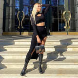 Sunken Stripe Top & Mid Skirt – Long Sleeve Set - MRC STOREDressMy StoreWomen's Fashion Autumn Sunken Stripe Top & Mid Skirt Set – Chic Long Sleeve Fashion for Women - MRC STOREMRC STORECJLS153586506FUBlackL