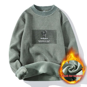 Super Soft Fleece Lined Knitted Sweater – Cozy Japanese Style Pullover - MRC STORE