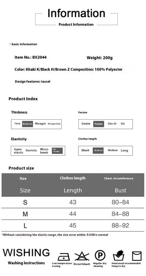 Suspender Vest - Tassel Swing Collar - MRC STORETopMy StoreWomen’s Suspender Vest - Tassel Swing Collar My Store MRC STORECJCS233566709IRKhakiL