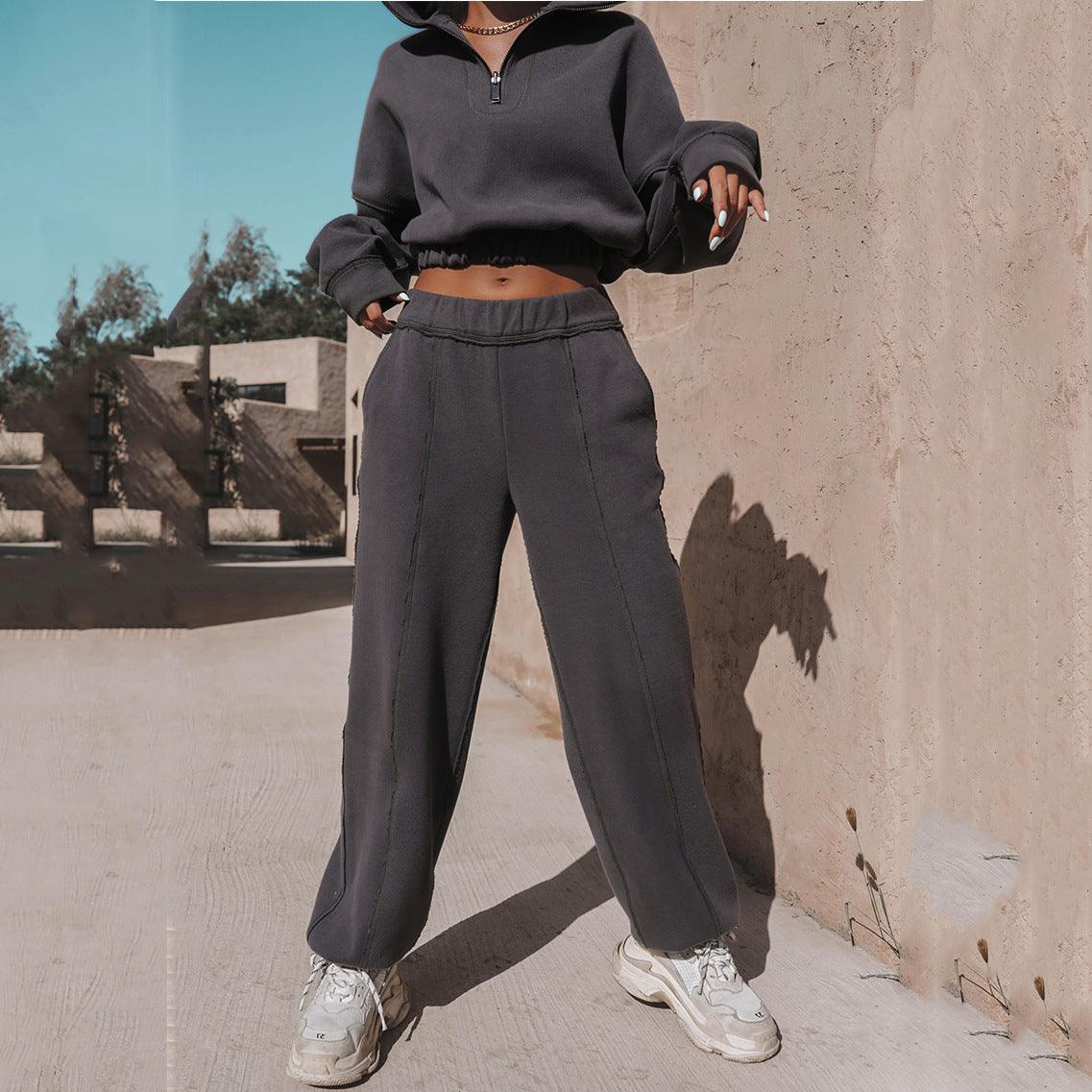 Turtleneck Zipper Sweatshirt – Loose Pants Set - MRC STORETopMy StoreLong Sleeve Turtleneck Zipper Sweatshirt with Loose Straight - Leg Pants - Stylish & Comfortable - MRC STOREMRC STORECJTZ208976907GTApricotL