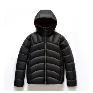 Unisex Hooded Down Jacket — Couple Style Ribbed Design - MRC STOREJacketsMRC STOREBlack puffer jacket with a hood on a white backgroundMRC STORECJYD259369202BYBlack2XL