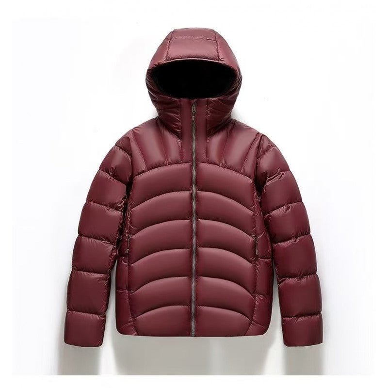 Unisex Hooded Down Jacket — Couple Style Ribbed Design - MRC STOREJacketsMRC STOREMaroon puffer jacket with a hood on a white backgroundMRC STORECJYD259369218RIDark Red2XL