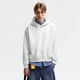 Unisex Short Wide Fleece Hooded Sweatshirt - MRC STOREHoodieMRC STOREPerson wearing a light gray hoodie over a blue checkered shirt with a white backgroundMRC STORECJWY259533152ZAWhite Flower GrayL