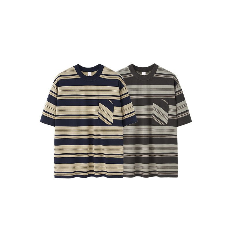 Unisex Striped T-Shirt - Loose Pocket Style - MRC STOREShortsMy StoreUnisex Striped T-Shirt - Loose Pocket Style My Store MRC STORECJYH233225702BYApricotL