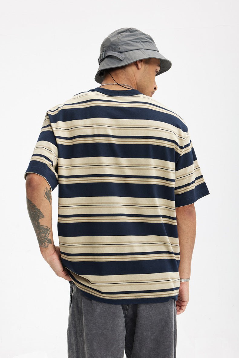 Unisex Striped T-Shirt - Loose Pocket Style - MRC STOREShortsMy StoreUnisex Striped T-Shirt - Loose Pocket Style My Store MRC STORECJYH233225702BYApricotL