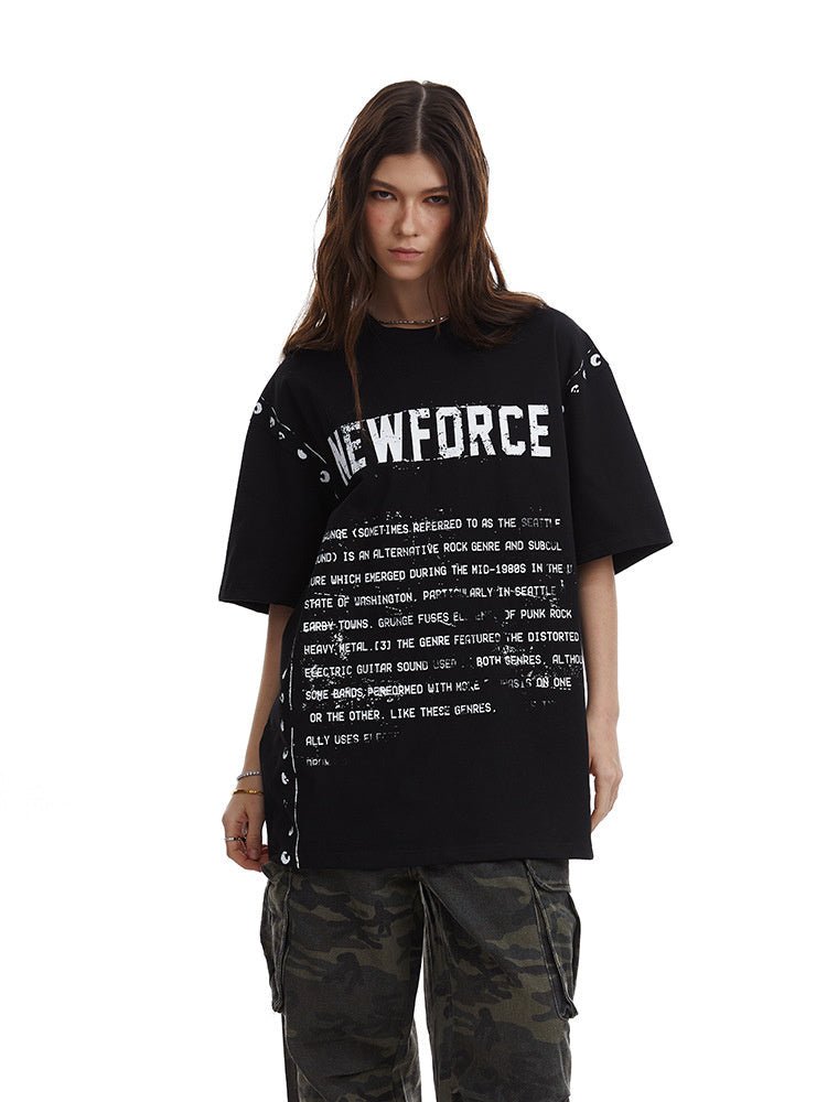 Unisex Vintage T-Shirt - Letter Print Loose - MRC STORET-ShirtsMy StoreUnisex Vintage T-Shirt - Letter Print Loose My Store MRC STORECJYH234301503CXBlackL