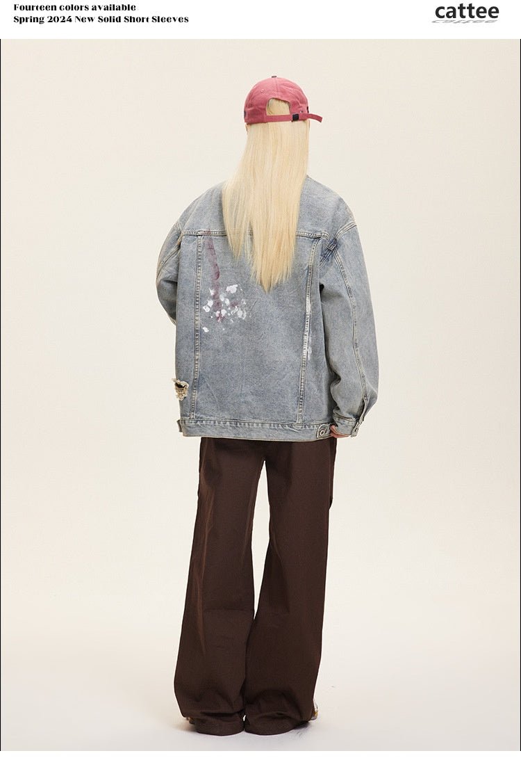 Unisex Washed Graffiti Ripped Denim Jacket - Retro - MRC STOREJacketsMy StoreUnisex Washed Graffiti Ripped Denim Jacket - Retro My Store MRC STORECJXZ246504604DWBlue High Quality2XL