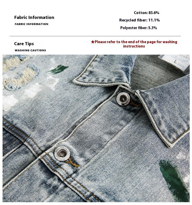 Unisex Washed Graffiti Ripped Denim Jacket - Retro - MRC STOREJacketsMy StoreUnisex Washed Graffiti Ripped Denim Jacket - Retro My Store MRC STORECJXZ246504604DWBlue High Quality2XL