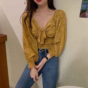 V Neck Chiffon Blouse - MRC STOREtopMy StoreV Neck Chiffon BlouseMRC STORECJNSSYCS06984-YellowYellow