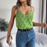 V - Neck Metal Buckle Sweater - MRC STORETopMy StoreV - Neck Metal Buckle SweaterMRC STORECJMY210204411KPGreenL