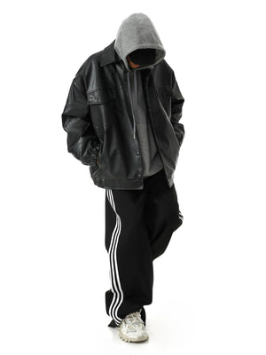 Vintage PU Leather Lapel Coat - MRC STORETopMy StoreVintage PU Leather Lapel Coat - MRC STOREMRC STORECJZP170694104DWBlack2XL