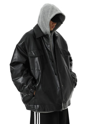 Vintage PU Leather Lapel Coat - MRC STORETopMy StoreVintage PU Leather Lapel Coat - MRC STOREMRC STORECJZP170694104DWBlack2XL