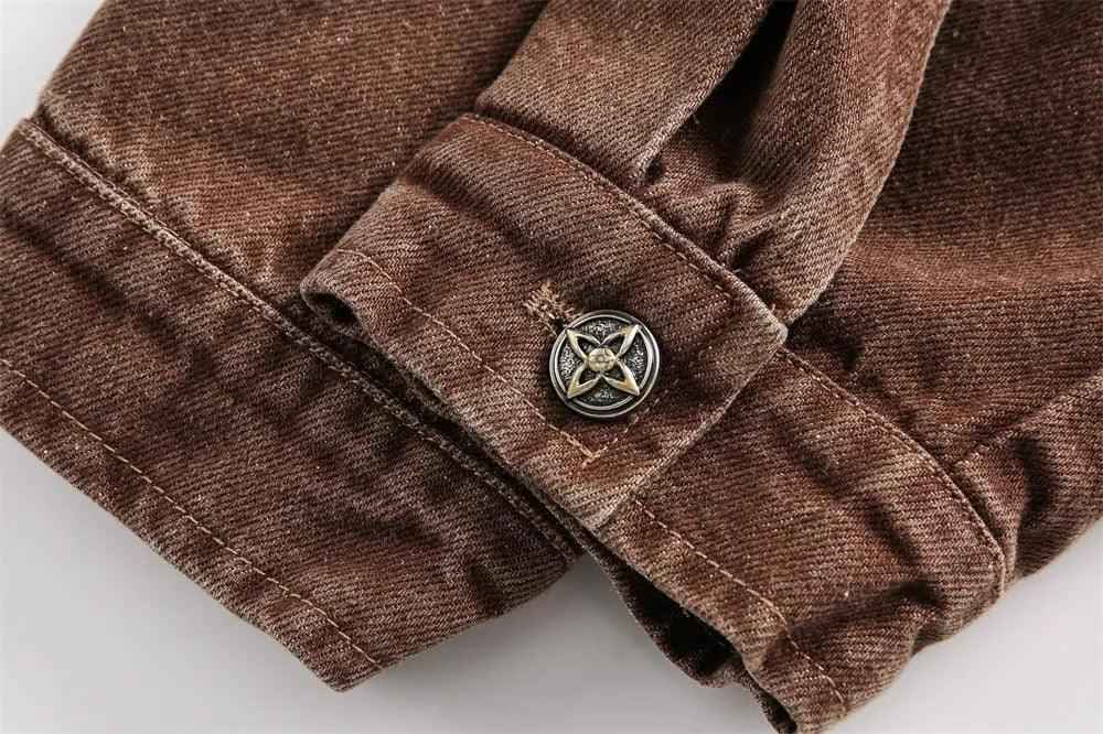 Vintage Punk Denim Jacket - MRC STOREtopMy StoreVintage Punk Denim JacketMRC STORECJXZ209743402BYBrownL