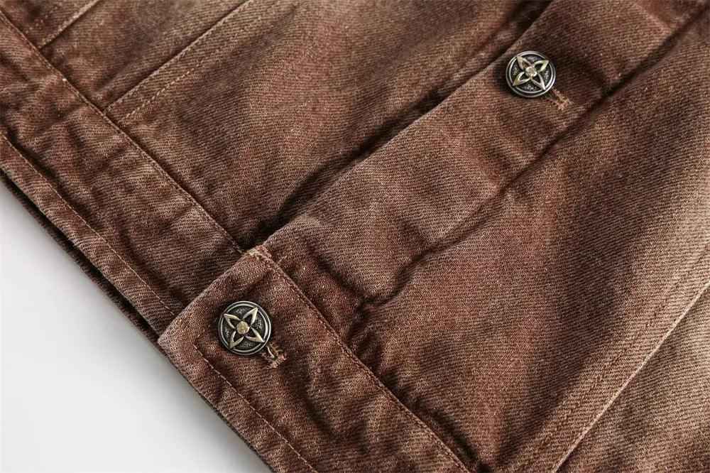 Vintage Punk Denim Jacket - MRC STOREtopMy StoreVintage Punk Denim JacketMRC STORECJXZ209743402BYBrownL