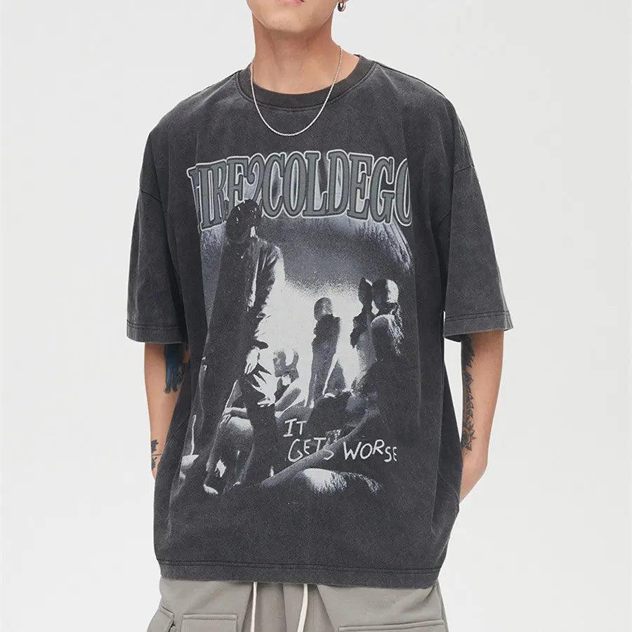 Vintage T-shirts Washed Print Short Sleeve - MRC STORETopMy StoreVintage T-shirts Washed Print Short Sleeve - MRC STOREMRC STORECJYH175728005EVBlack2XL