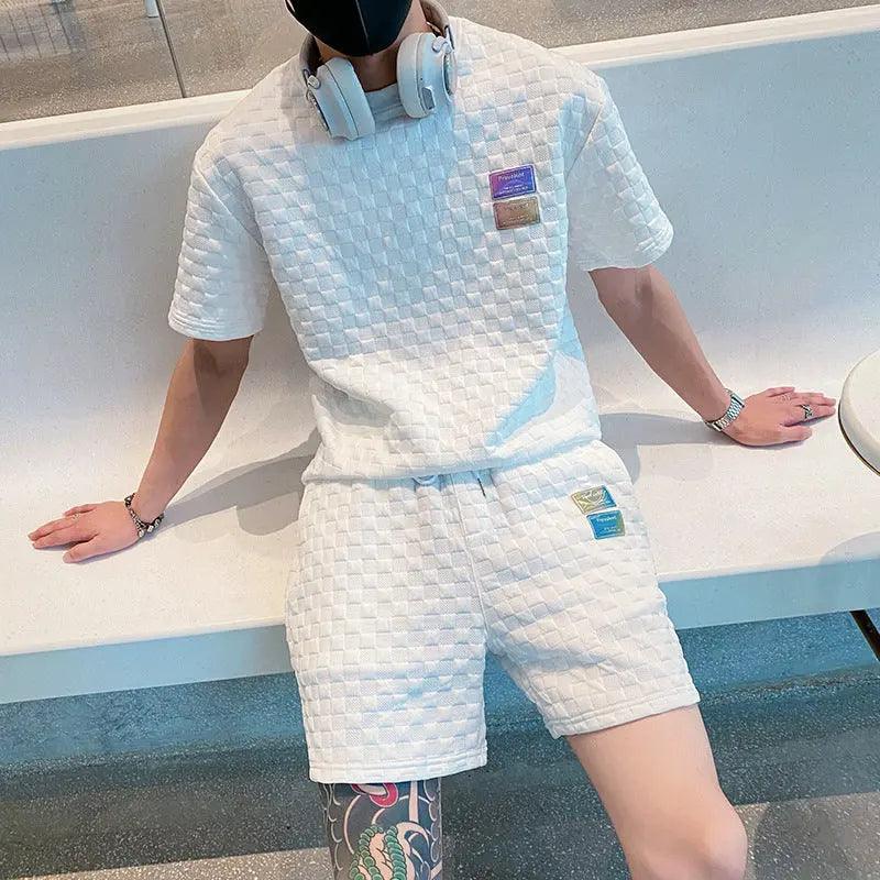 Waffle Short Sleeve Shorts Set - MRC STORETopMy StoreWaffle Short Sleeve Shorts Set - MRC STOREMRC STORECJDS119390601AZWhite2XL