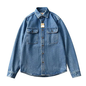 Washed Blue Retro Denim Jacket - MRC STORETopMy StoreWashed Blue Retro Denim Jacket - MRC STOREMRC STORECJDS210521901AZY681 BlueL