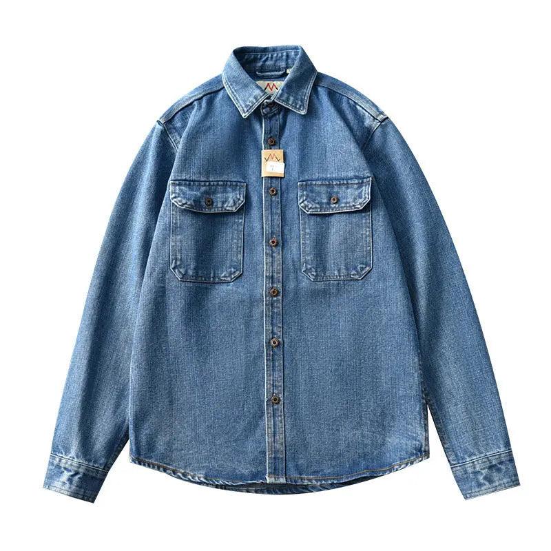 Washed Blue Retro Denim Jacket - MRC STORETopMy StoreWashed Blue Retro Denim Jacket - MRC STOREMRC STORECJDS210521901AZY681 BlueL