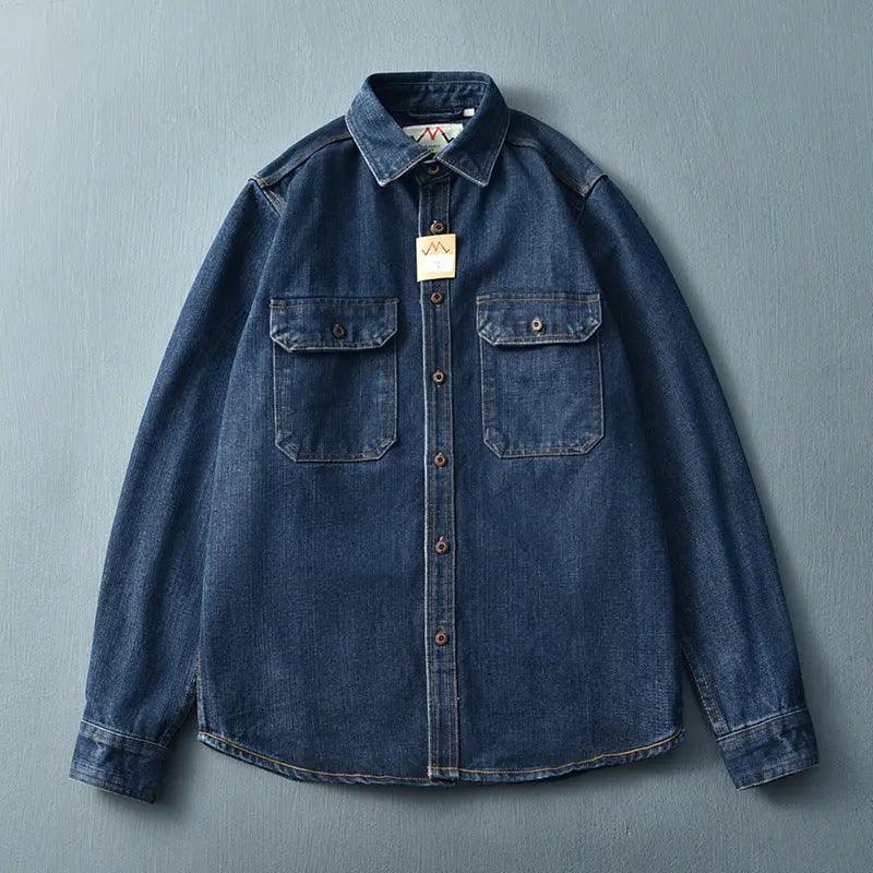 Washed Blue Retro Denim Jacket - MRC STORETopMy StoreWashed Blue Retro Denim Jacket - MRC STOREMRC STORECJDS210521906FUY682 Royal BlueL