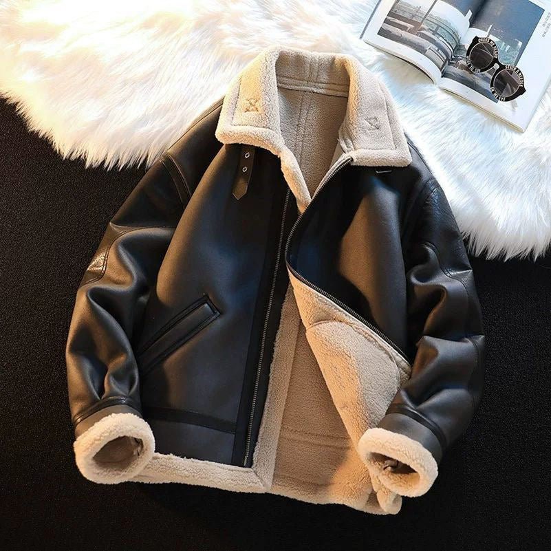 Winter Fleece Cashmere Leather Coat - MRC STOREJacketsMEC STOREWinter Fleece Cashmere Leather Coat MEC STORE  60.00MRC STORECJPK255533504DWBlack2XL