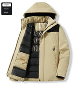 Winter Thermal Shell Jacket - MRC STORETopMy StoreA winter thermal shell jacket in solid white color with a hood, zipper, and pockets, designed for cold weather activities.MRC STORECJYD196657219SHKhaki And Black2XL