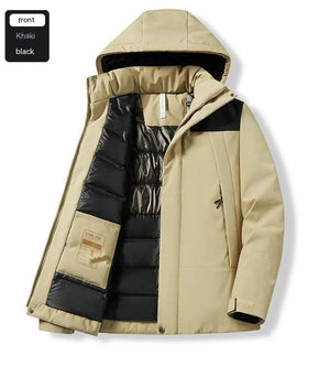 Winter Thermal Shell Jacket - MRC STORETopMy StoreA winter thermal shell jacket in solid white color with a hood, zipper, and pockets, designed for cold weather activities.MRC STORECJYD196657219SHKhaki And Black2XL