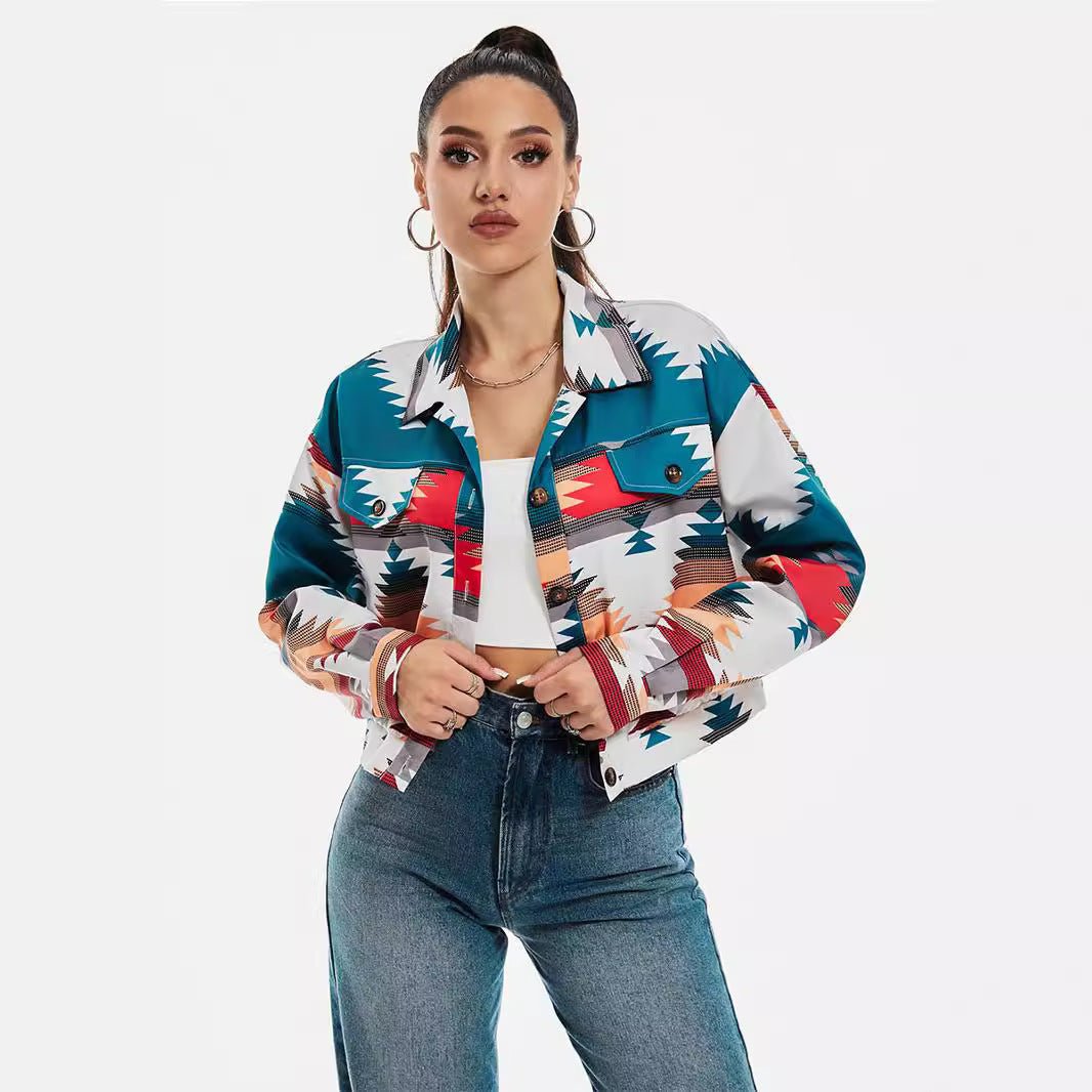 Women’s Color Block Printed Crop Top - MRC STOREJacketsMy StoreWomen’s Color Block Printed Crop Top My Store MRC STORECJYD247204403CXSapphire BlueL