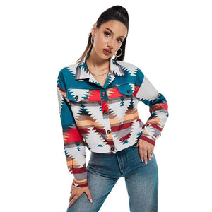 Women’s Color Block Printed Crop Top - MRC STOREJacketsMy StoreWomen’s Color Block Printed Crop Top My Store MRC STORECJYD247204403CXSapphire BlueL