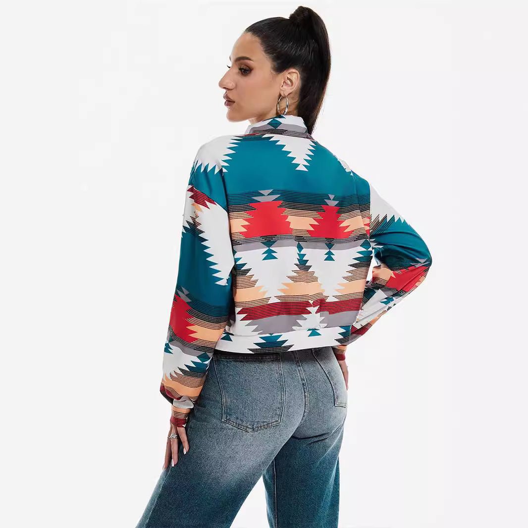 Women’s Color Block Printed Crop Top - MRC STOREJacketsMy StoreWomen’s Color Block Printed Crop Top My Store MRC STORECJYD247204403CXSapphire BlueL