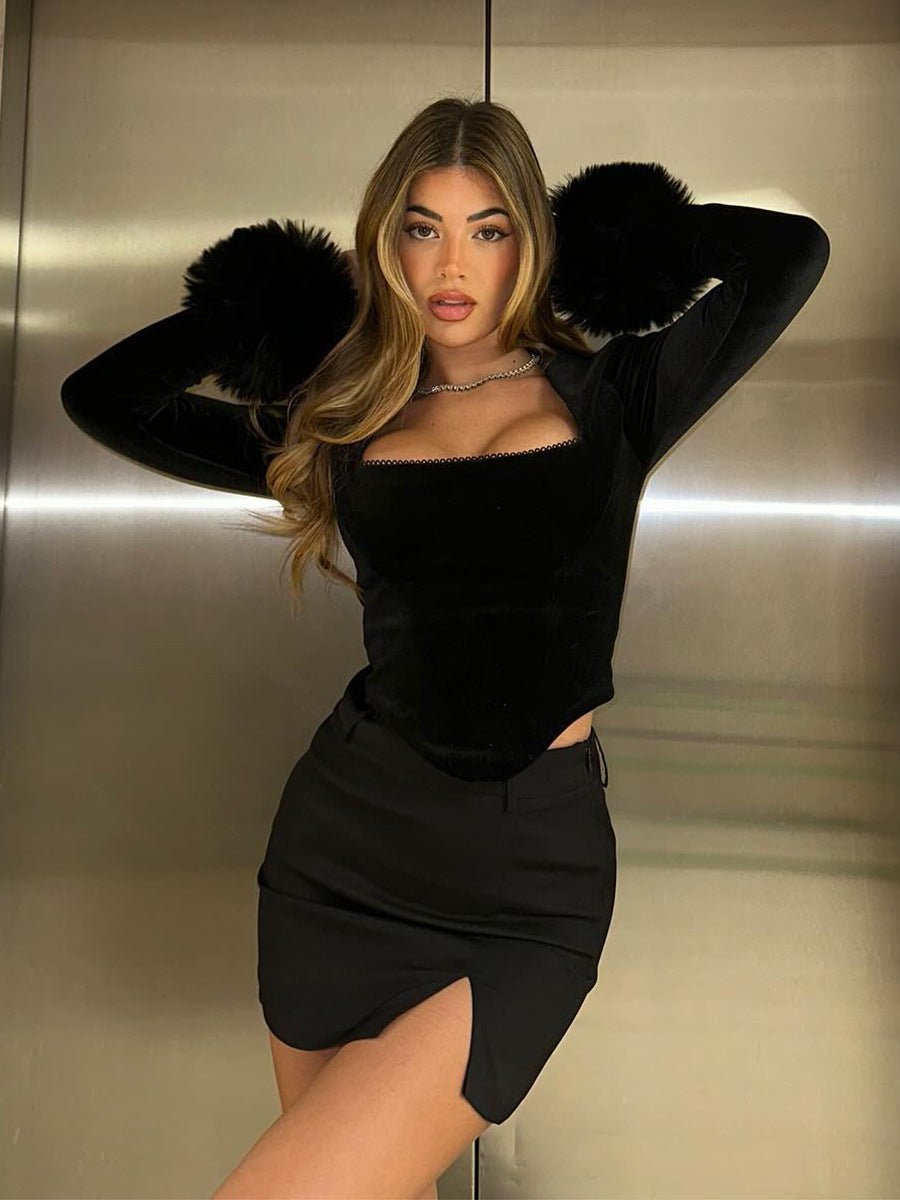 Women’s Crop Top - Square Collar Navel - MRC STORETopMy StoreWomen’s Crop Top - Square Collar Navel My Store MRC STORECJCS231900504DWBlackL