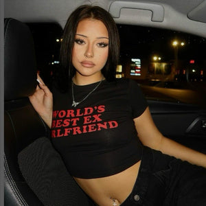 Women’s Crop Top T-Shirt - Letter Print Slim - MRC STORET-ShirtsMy StoreWomen’s Crop Top T-Shirt - Letter Print Slim My Store MRC STORECJCS230584809IRBlackL