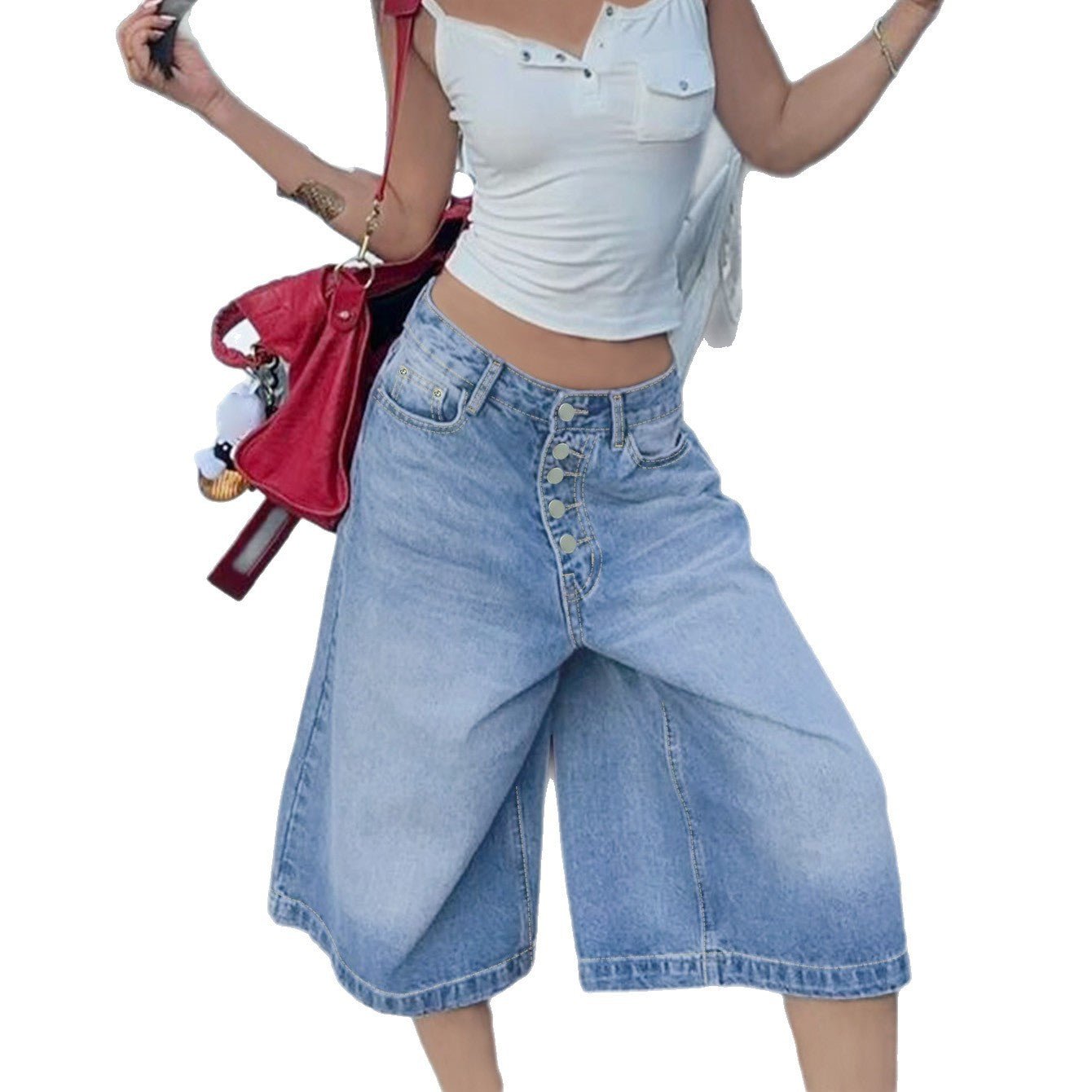 Women’s Denim Shorts - Multi - Breasted Cropped Fit - MRC STOREShortsMy StoreWomen’s Denim Shorts - Multi - Breasted Cropped Fit My Store MRC STORECJNZ241654610JQBlackL