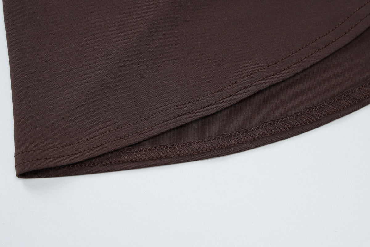 Women's Fashion Slim Round Neck Pleated Dress - Mid Waist - MRC STOREDressMy StoreWomen's Fashion Slim Round Neck Pleated Dress - Mid Waist My Store MRC STORECJLY232932306FUKhakiL