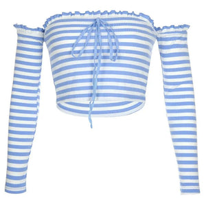 Women's Fashion Striped One - Shoulder T-shirt - MRC STORETopMRC STOREWomen's Fashion Striped One - Shoulder T-shirt - MRC STOREMRC STORECJNSSYWY01191-Blue-LBlueL